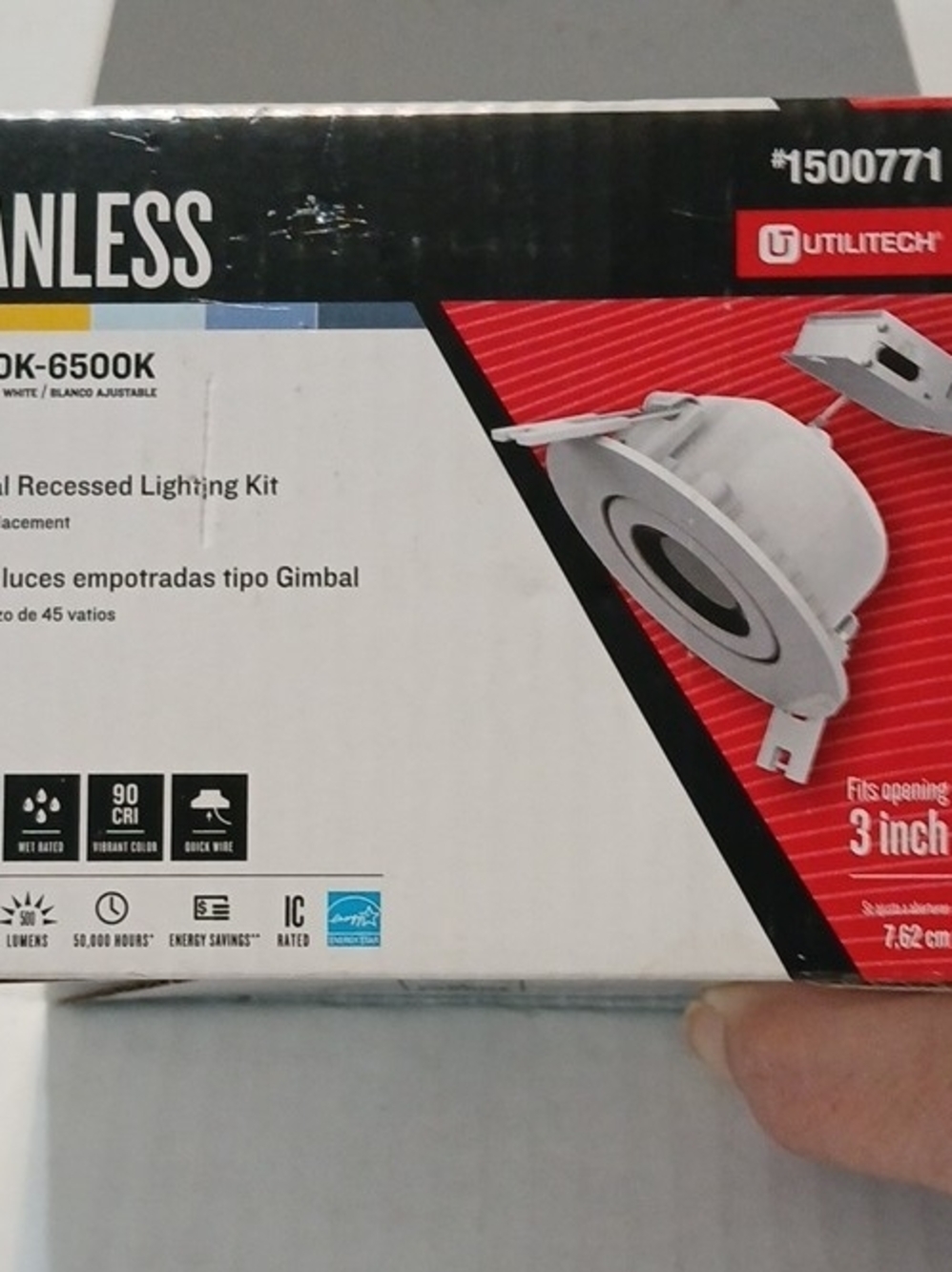 Utilitech Canless Gimbal Recessed Lighting Kit Adjustable Color 2700-6500K 3"in
